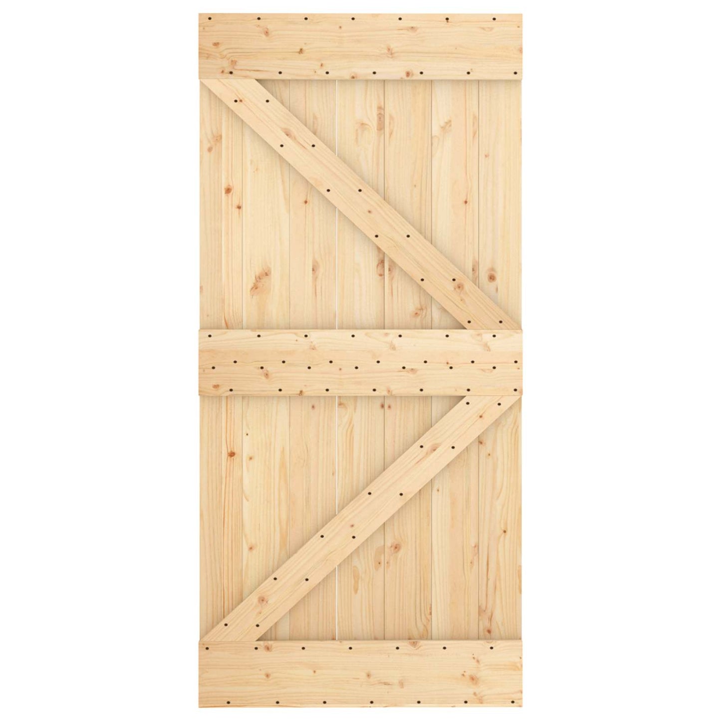 Sliding Door 100 x 210 cm Solid Pine Wood Natural and White