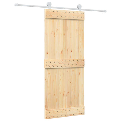 Sliding Door Natural and White 85 x 210 cm Solid Pine Wood