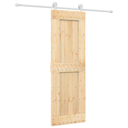 Sliding Door Natural and White 70 x 210 cm Solid Pine Wood