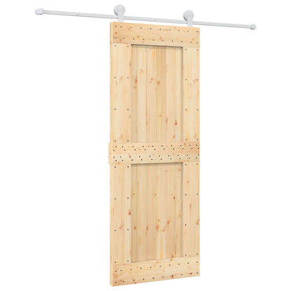Sliding Door Natural and White 80 x 210 cm Solid Pine Wood