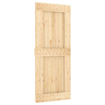 Sliding Door Natural and White 85 x 210 cm Solid Pine Wood