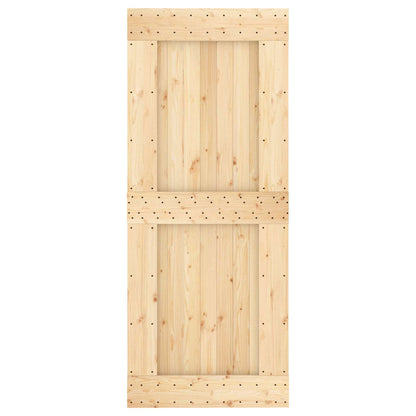 Sliding Door Natural and White 85 x 210 cm Solid Pine Wood