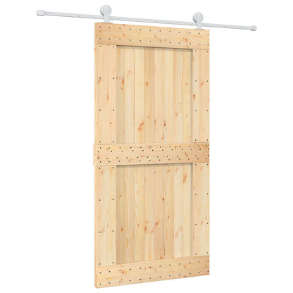 Sliding Door Natural and White Solid Pine Wood (Untreated)