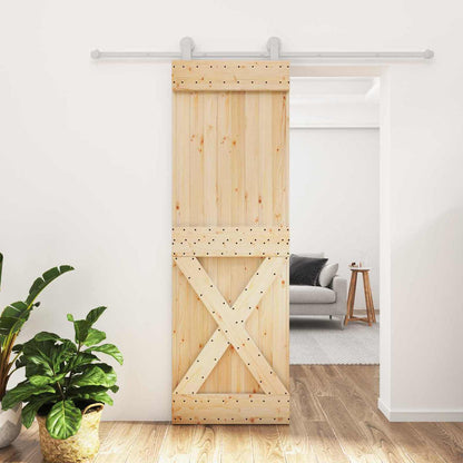 Sliding Door Natural and White 70 x 210 cm Solid Pine Wood