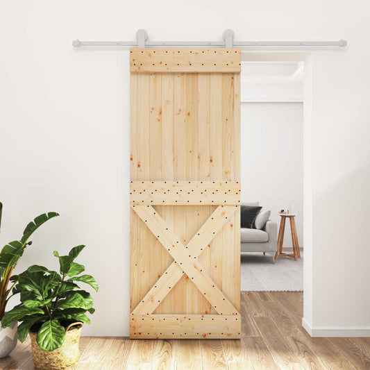 Sliding Door 80 x 210 cm Solid Pine Wood (Untreated)