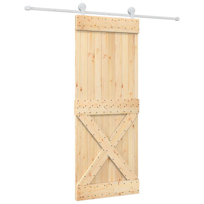 Sliding Door Natural and White 80 x 210 cm Solid Pine Wood