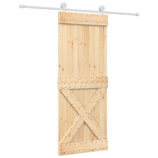 Sliding Door 80 x 210 cm Solid Pine Wood (Untreated)
