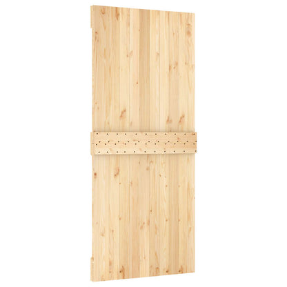 Sliding Door Natural and White 90 x 210 cm Solid Pine Wood