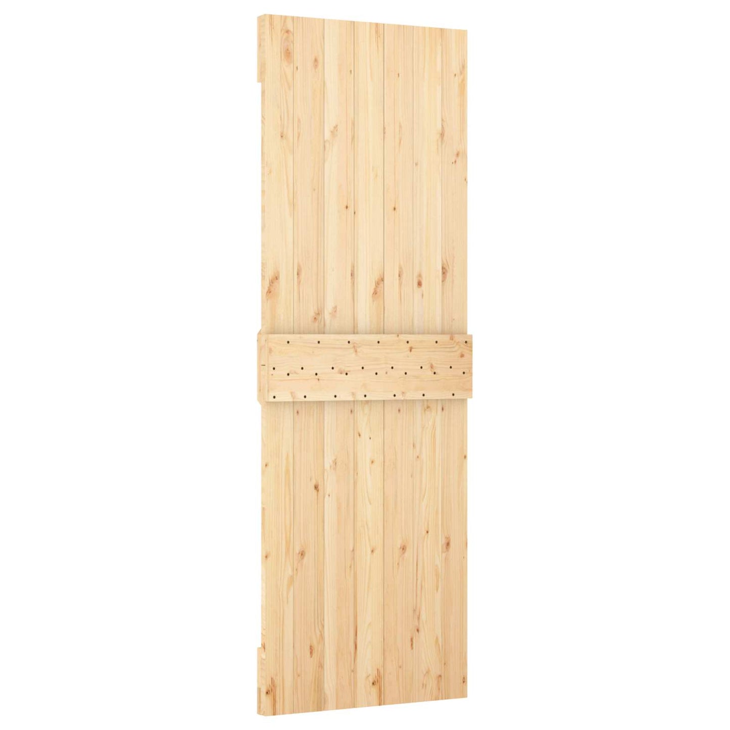 Sliding Door Natural and Black 70 x 210 cm Solid Pine Wood