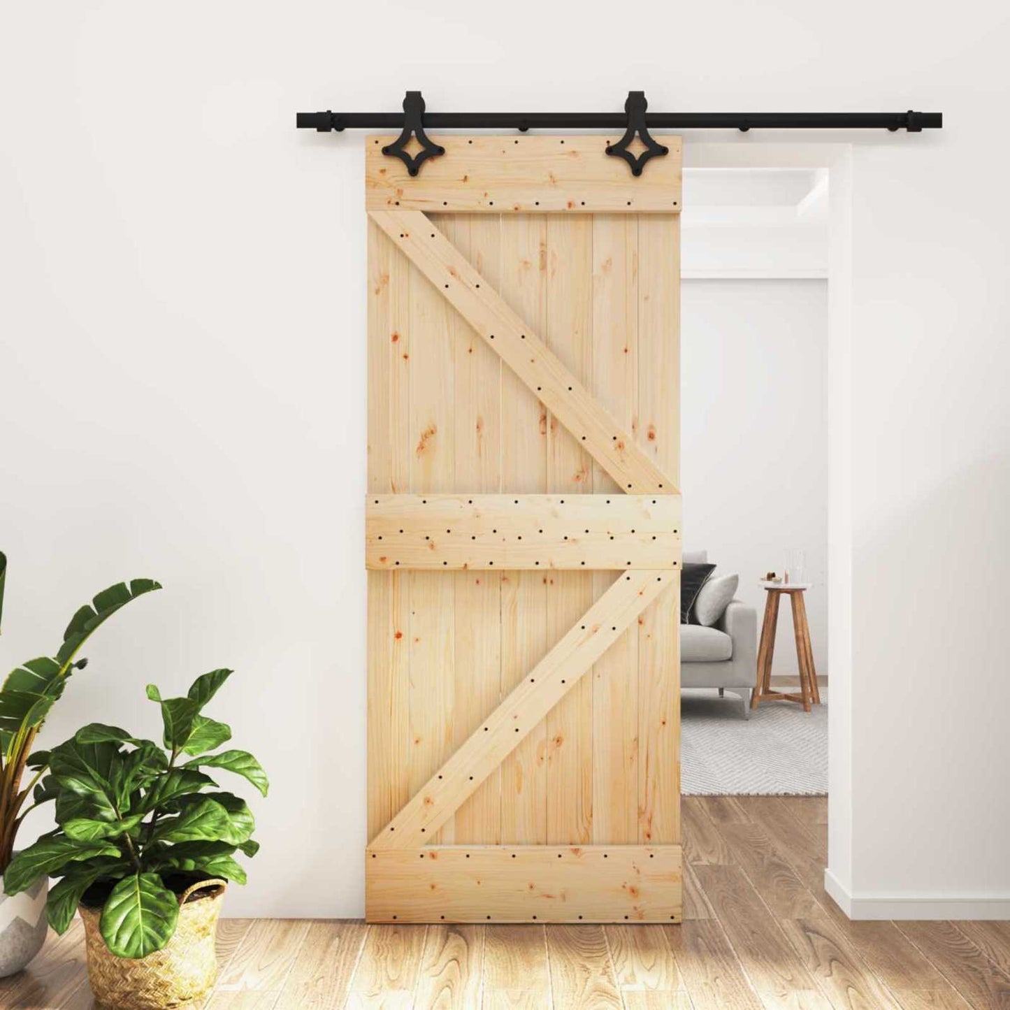Sliding Door 85 x 210 cm Solid Pine Wood (Untreated)