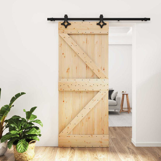 Sliding Door 85 x 210 cm Solid Pine Wood (Untreated)