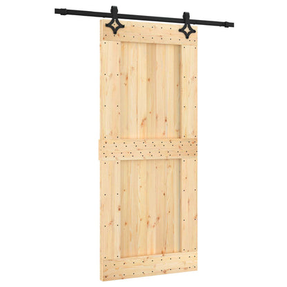 Sliding Door Natural and Black Solid Pine Wood (Untreated)