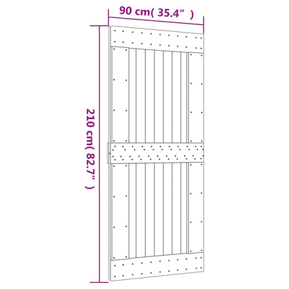 Sliding Door Natural and Black Solid Pine Wood (Untreated)