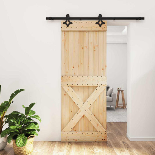 Sliding Door 80 x 210 cm Solid Pine Wood (Untreated)