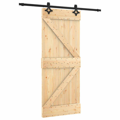 Sliding Door Natural and Black 85 x 210 cm Solid Pine Wood