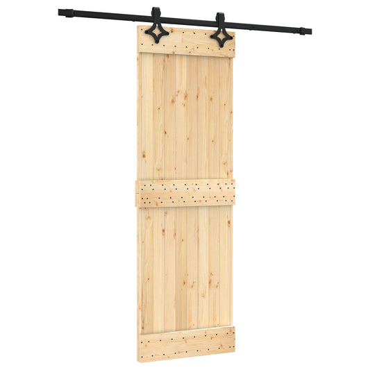 Sliding Door Natural and Black 70 x 210 cm Solid Pine Wood