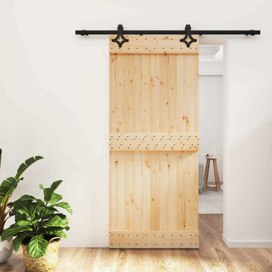 Sliding Door 90 x 210 cm Solid Pine Wood (Untreated)