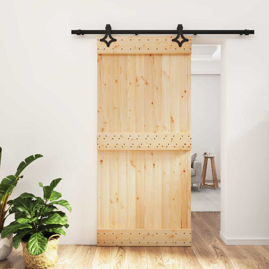 Sliding Door 95 x 210 cm Solid Pine Wood (Untreated)