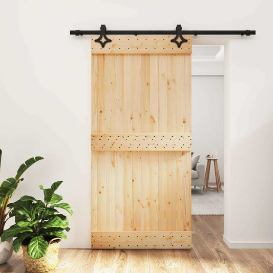 Sliding Door 100 x 210 cm Solid Pine Wood (Untreated)