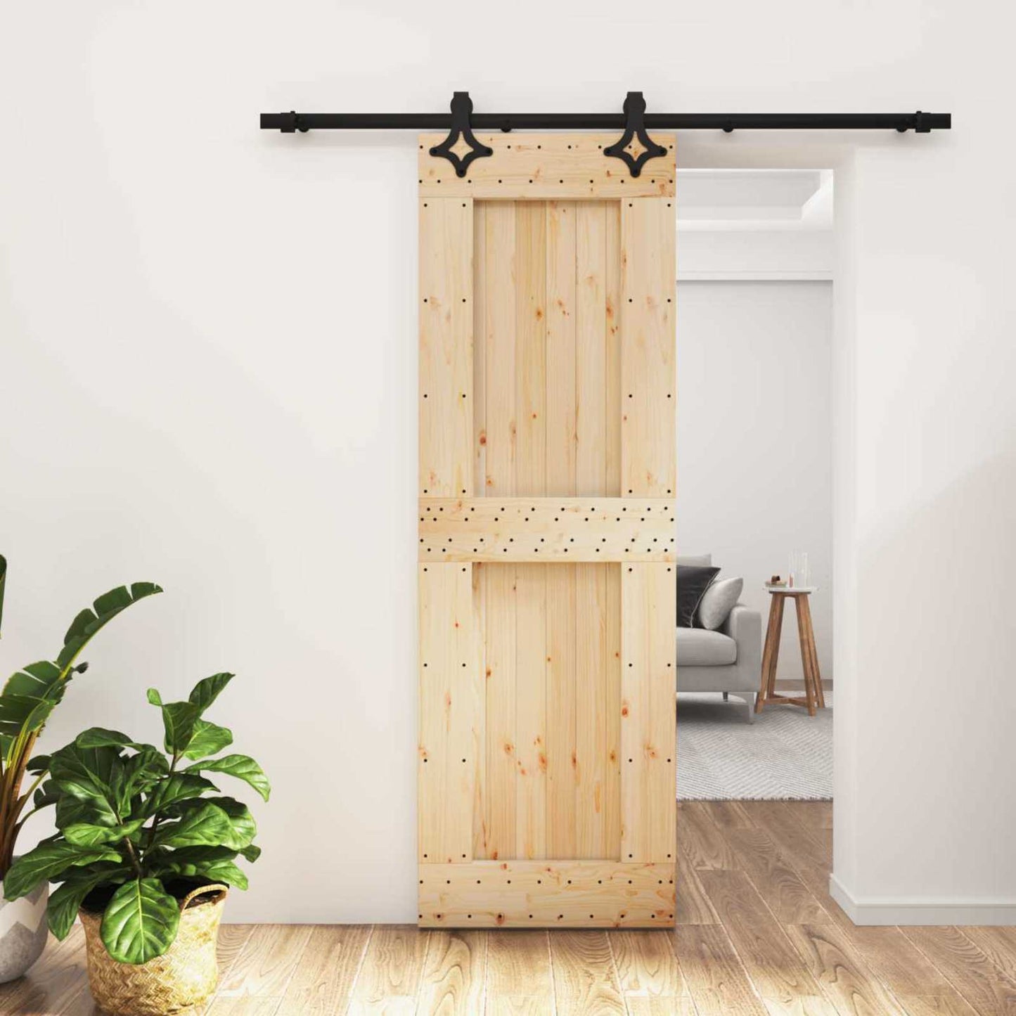Sliding Door 70 x 210 cm Solid Pine Wood (Untreated)