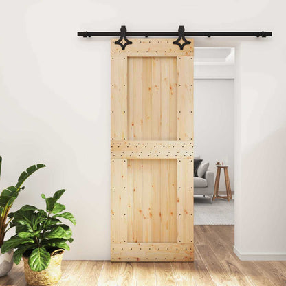 Sliding Door 80 x 210 cm Solid Pine Wood (Untreated)