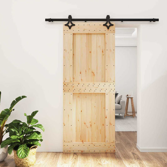 Sliding Door 85 x 210 cm Solid Pine Wood (Untreated)
