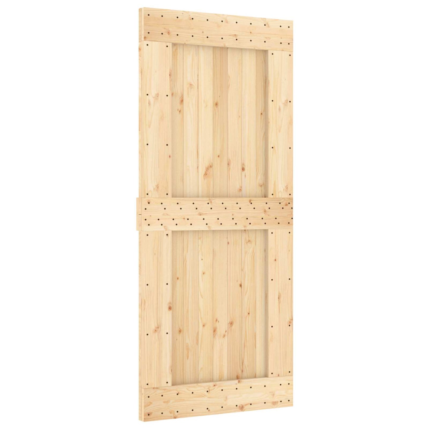 Sliding Door Natural and Black 90 x 210 cm Solid Pine Wood