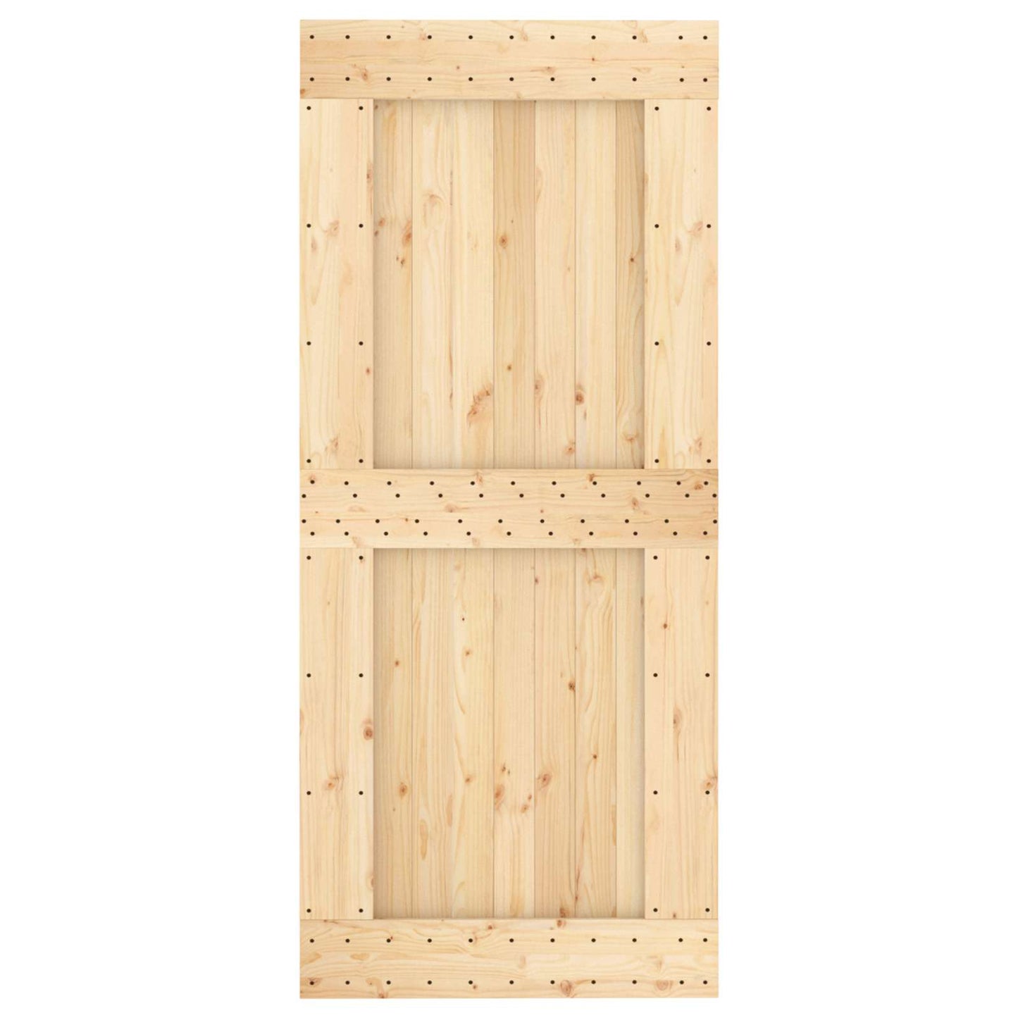 Sliding Door Natural and Black 90 x 210 cm Solid Pine Wood