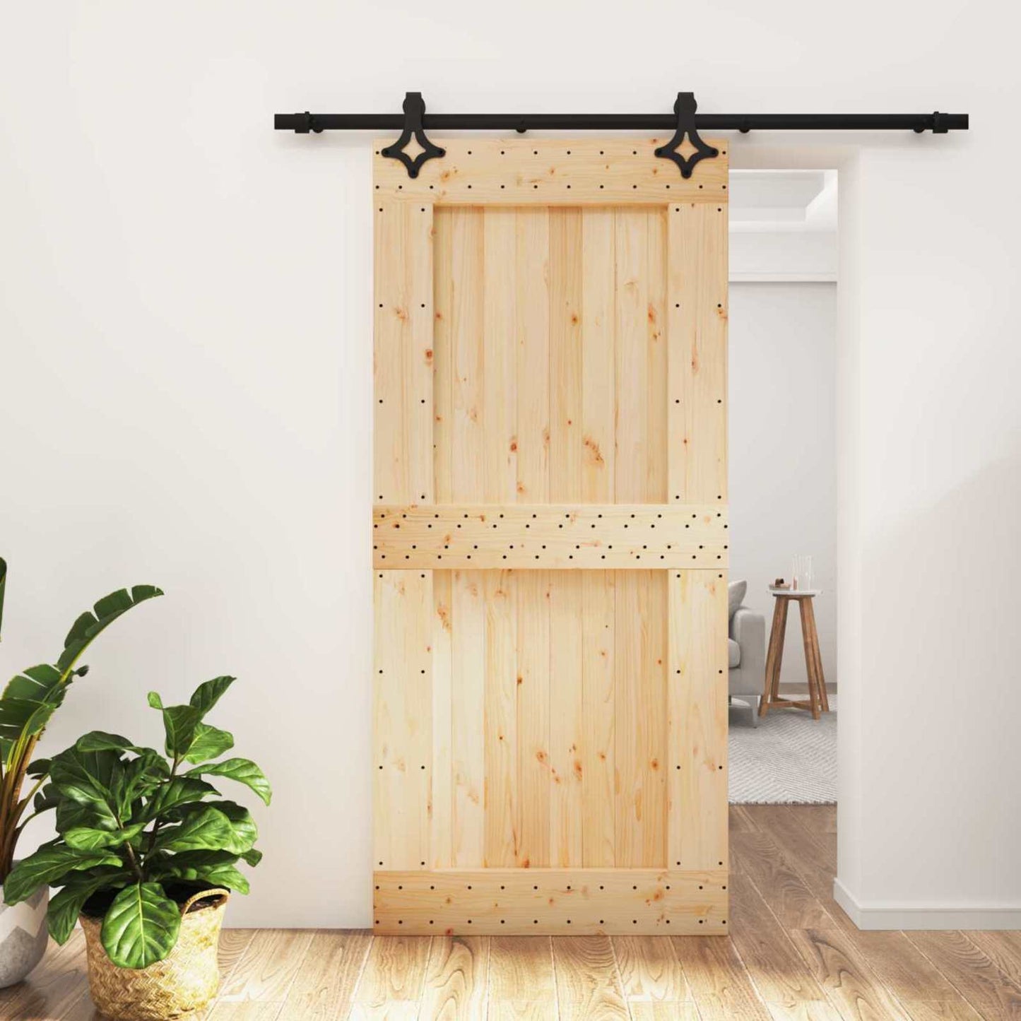 Sliding Door 95 x 210 cm Solid Pine Wood (Untreated)