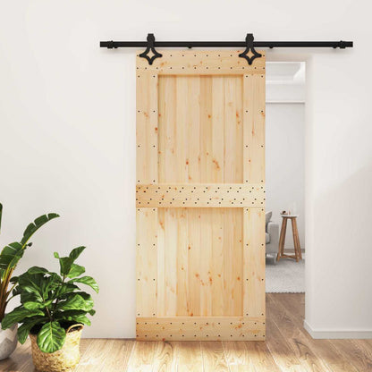 Sliding Door 95 x 210 cm Solid Pine Wood (Untreated)