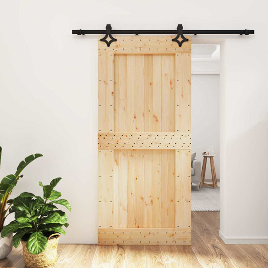 Sliding Door 95 x 210 cm Solid Pine Wood (Untreated)