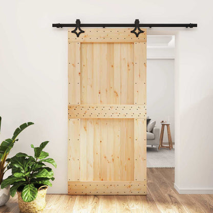 Sliding Door 100 x 210 cm Solid Pine Wood (Untreated)