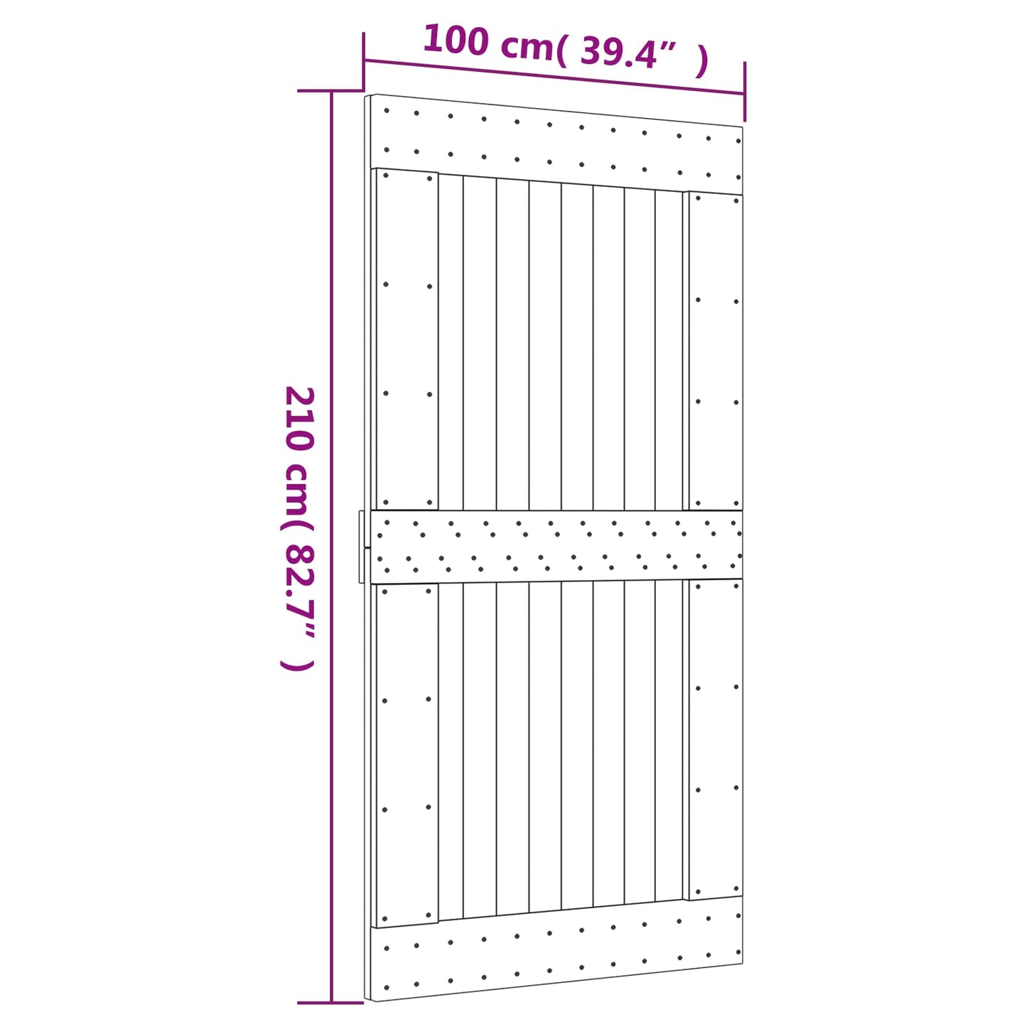Sliding Door 100 x 210 cm Solid Pine Wood (Untreated)
