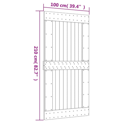 Sliding Door 100 x 210 cm Solid Pine Wood (Untreated)