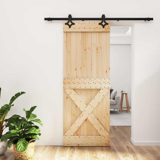 Sliding Door 80 x 210 cm Solid Pine Wood (Untreated)