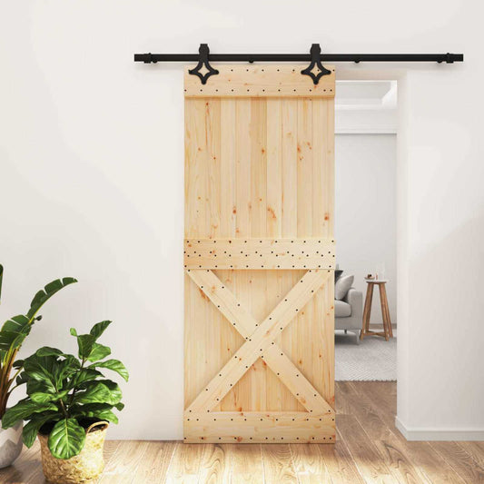 Sliding Door 85 x 210 cm Solid Pine Wood (Untreated)