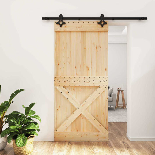 Sliding Door 95 x 210 cm Solid Pine Wood (Untreated)