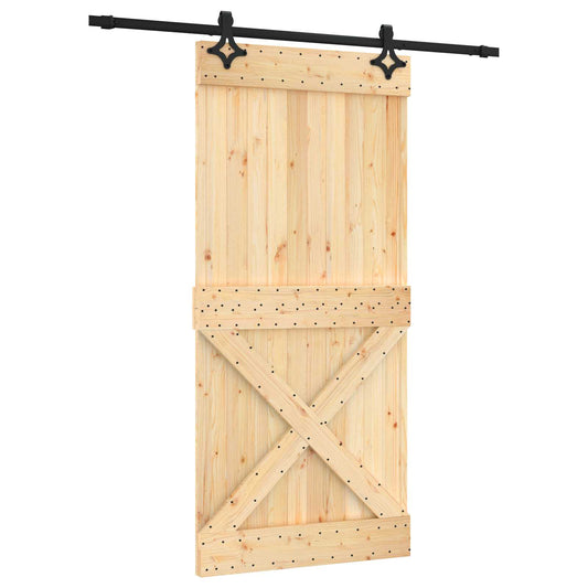 Sliding Door 95 x 210 cm Solid Pine Wood (Untreated)