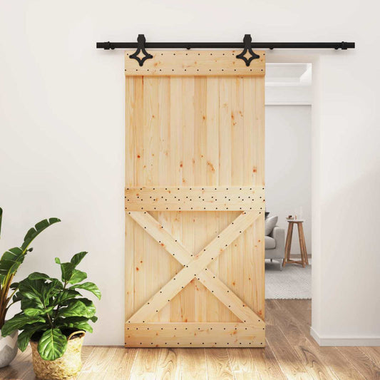 Sliding Door 100 x 210 cm Solid Pine Wood (Untreated)