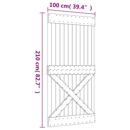 Sliding Door 100 x 210 cm Solid Pine Wood (Untreated)