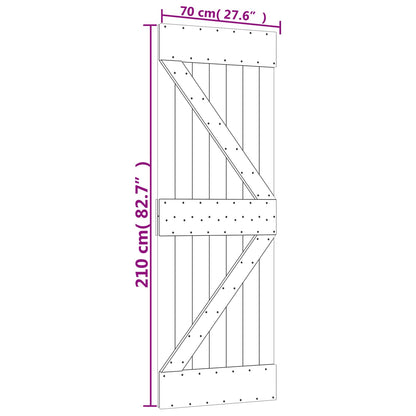 Sliding Door 70 x 210 cm Solid Pine Wood (Untreated)