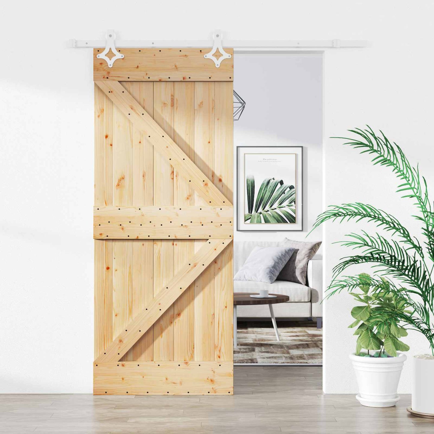 Sliding Door 85 x 210 cm Solid Pine Wood (Untreated)