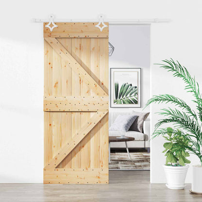 Sliding Door 85 x 210 cm Solid Pine Wood (Untreated)