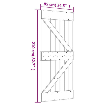 Sliding Door 85 x 210 cm Solid Pine Wood (Untreated)