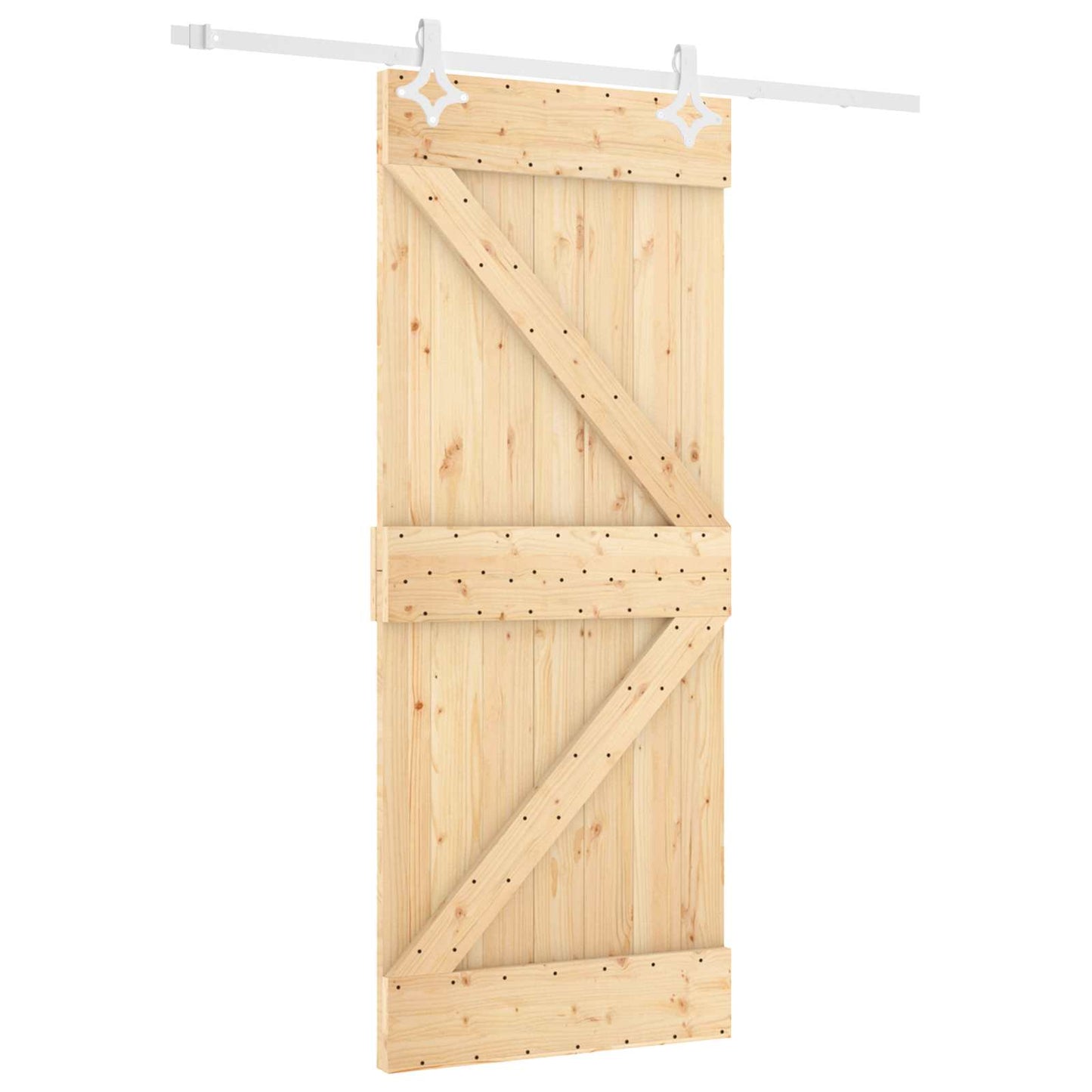 Sliding Door Natural and White 80 x 210 cm Solid Pine Wood