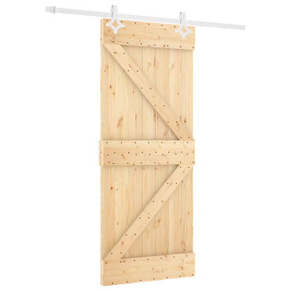Sliding Door Natural and White 80 x 210 cm Solid Pine Wood