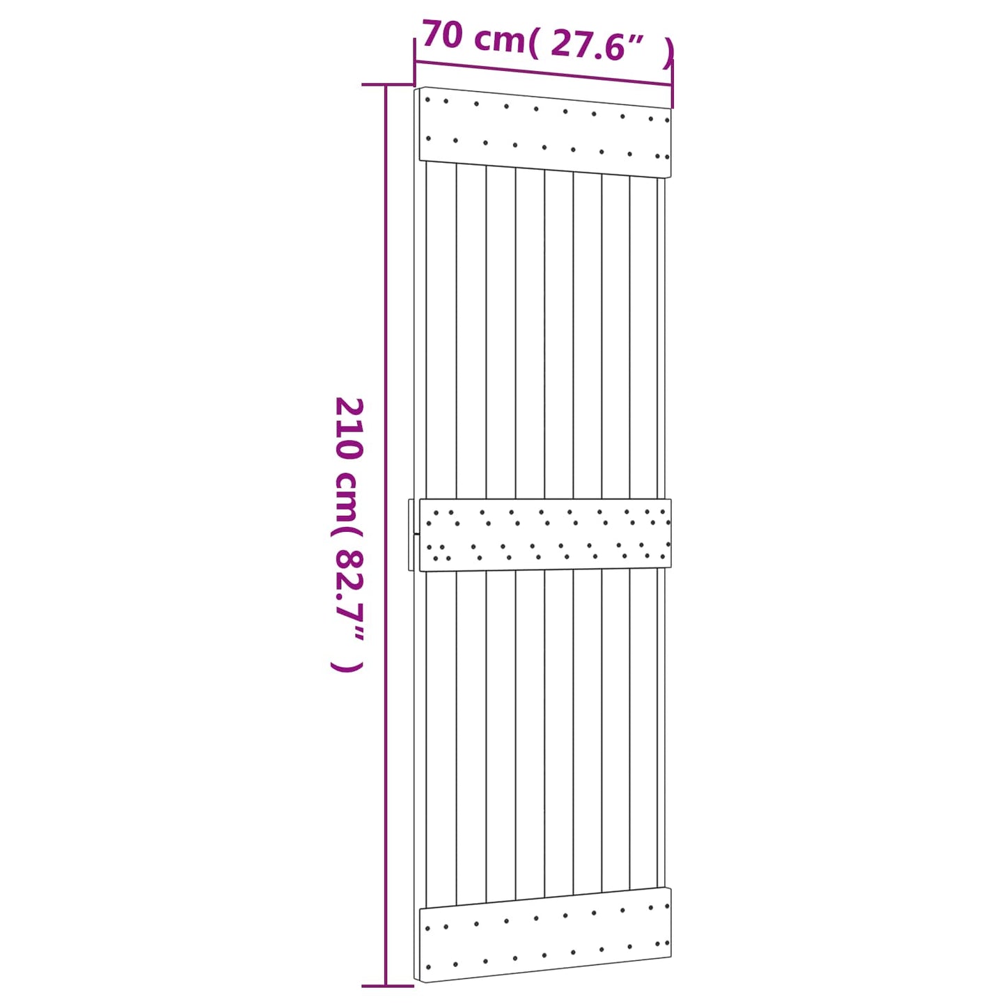 Sliding Door 70 x 210 cm Solid Pine Wood (Untreated)