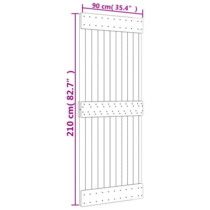 Sliding Door 90 x 210 cm Solid Pine Wood (Untreated)