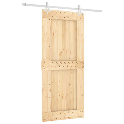 Sliding Door Natural and White 90 x 210 cm Solid Pine Wood