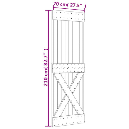 Sliding Door 70 x 210 cm Solid Pine Wood (Untreated)